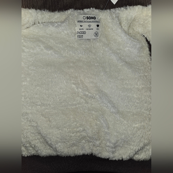 NWT Corduroy Fleece Lined Cropped Puffer Vest - Picture 4 of 6